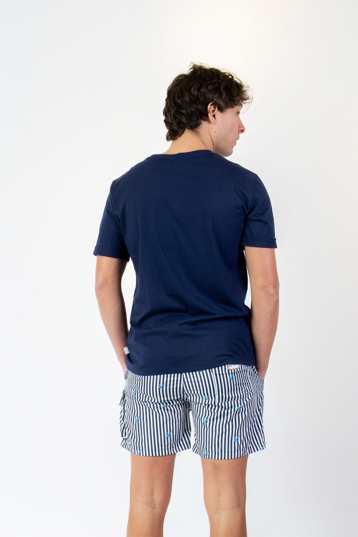 Anchors tripe- T-shirt blu fantasia ancora