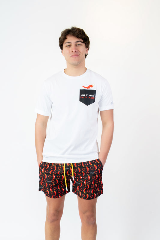 Corno- T-shirt bianca fantasia corno