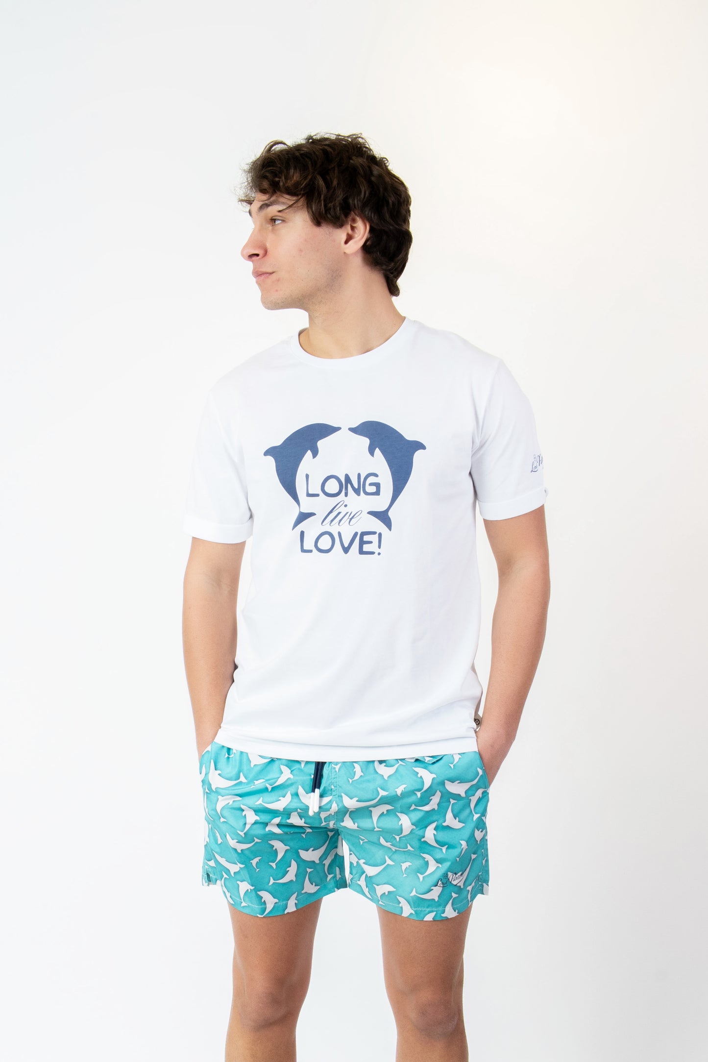 Dolphin- T-shirt bianca fantasia dolphin