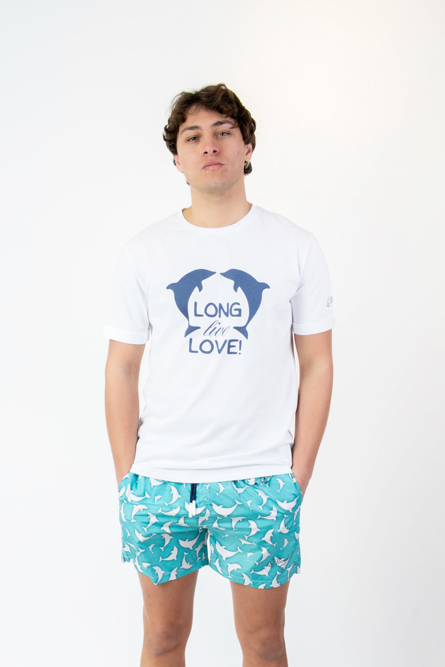 Dolphin- T-shirt bianca fantasia dolphin