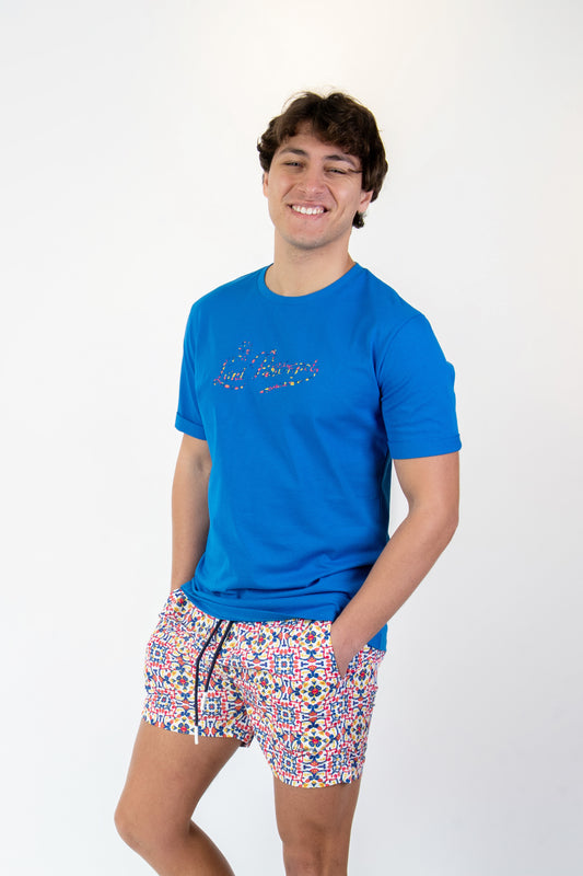 Favignana- T-shirt blu fantasia favignana