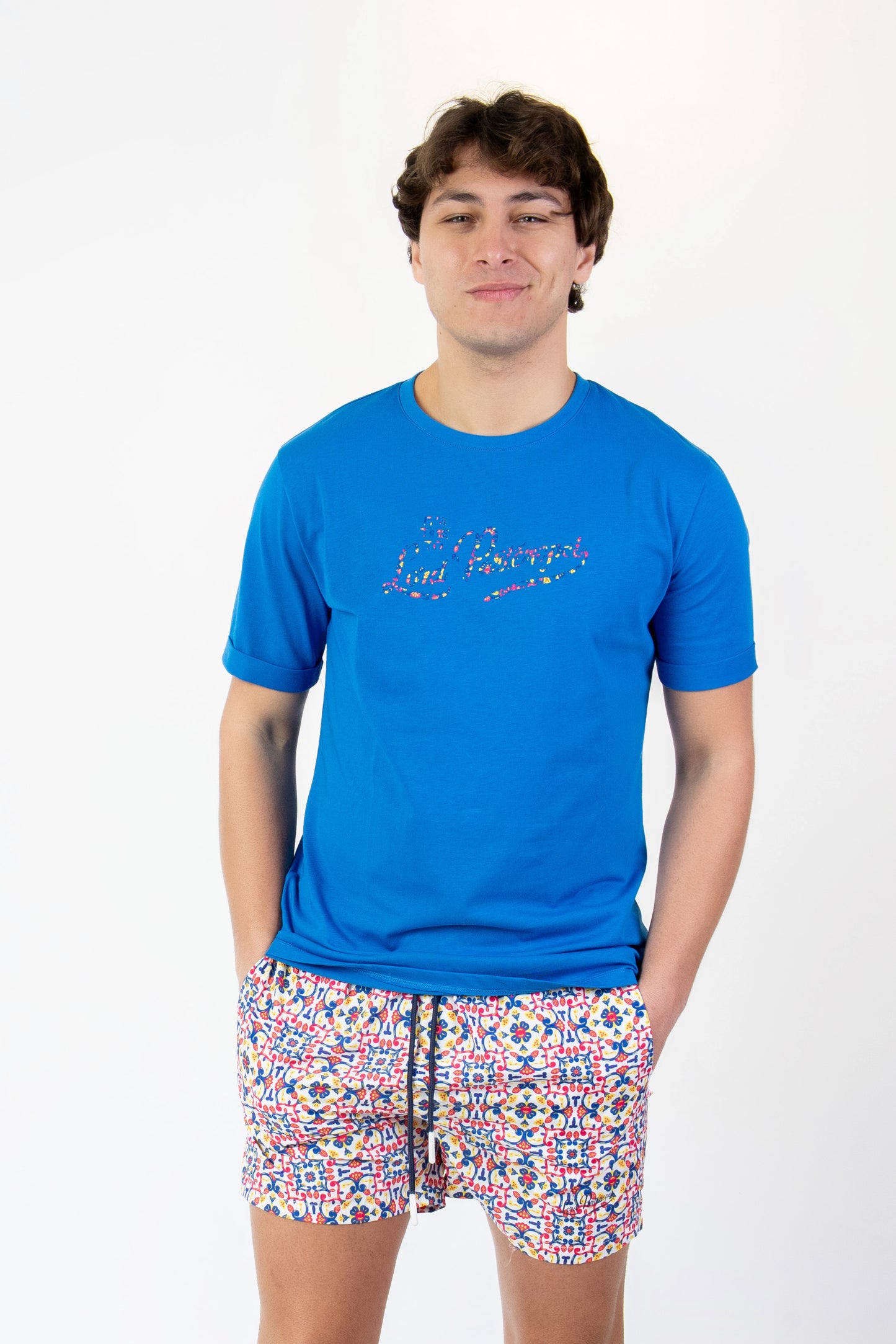 Favignana- T-shirt blu fantasia favignana