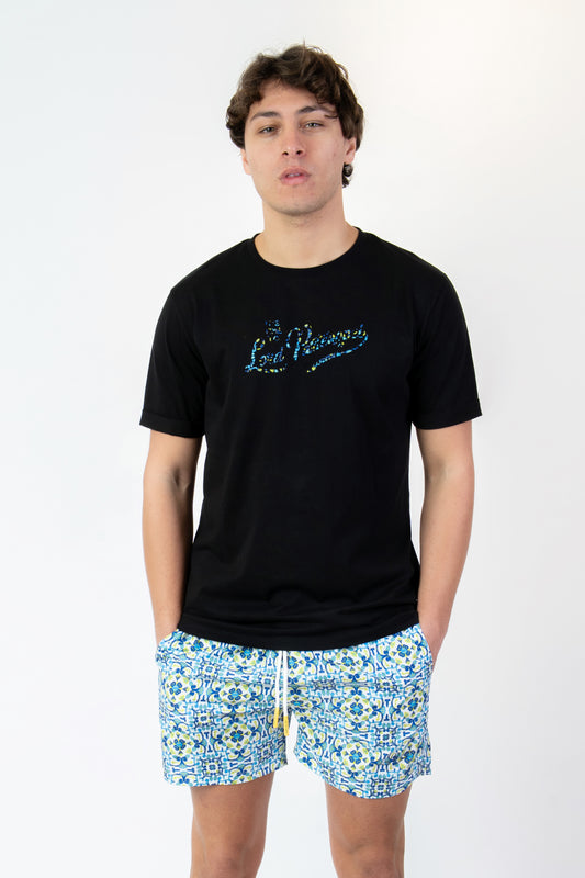 Favignana- T-shirt nera fantasia favignana