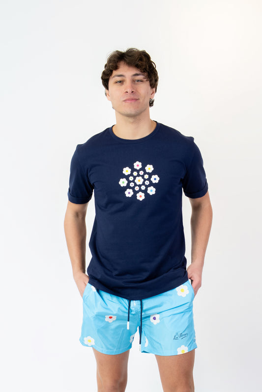Flow - T-shirt blu fantasia flow
