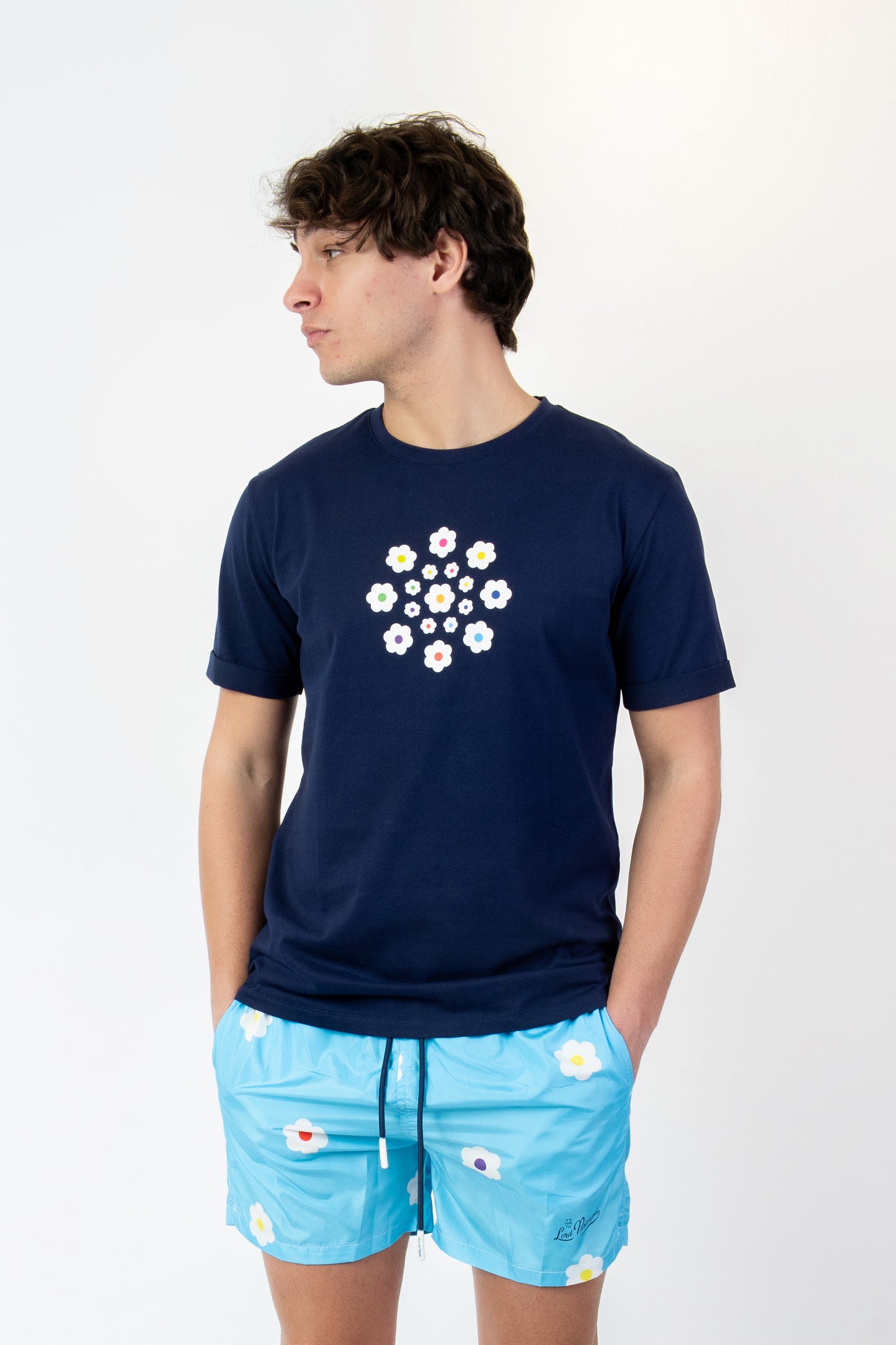 Flow - T-shirt blu fantasia flow
