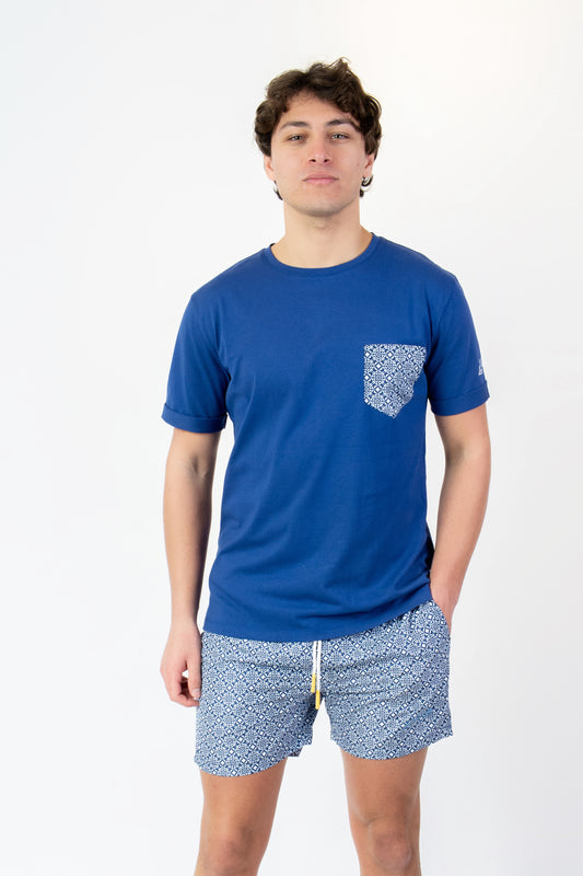 Gozo - T-shirt blu fantasia gozo