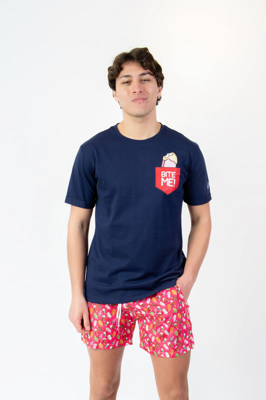 Icestecco - T-shirt blu fantasia icestecco