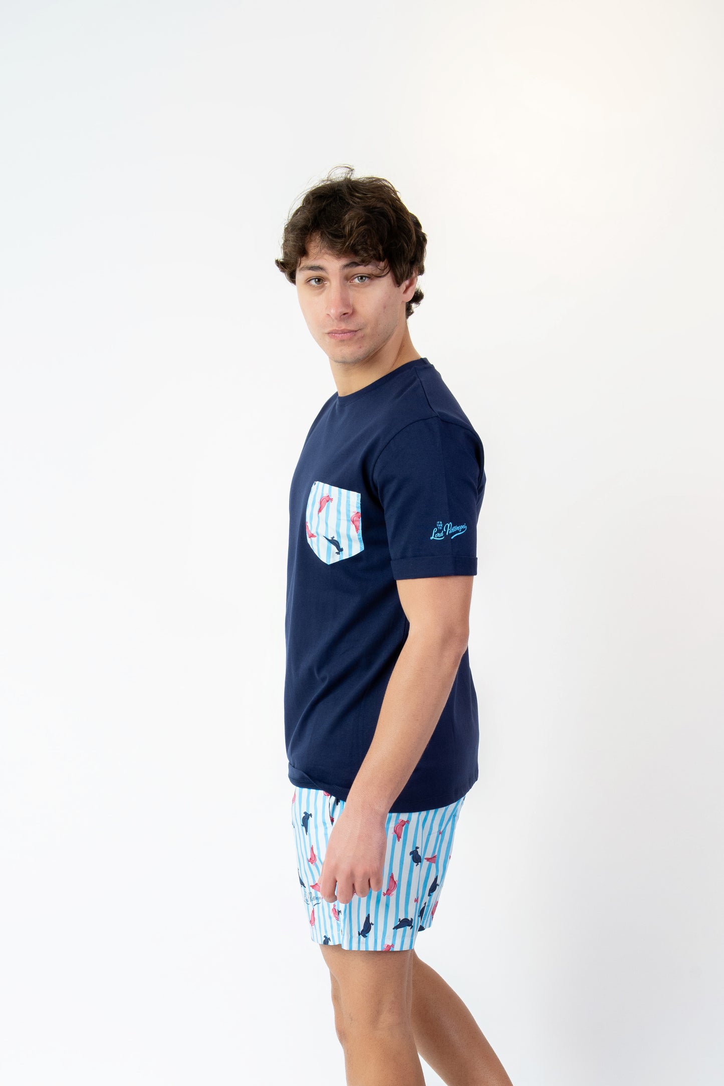 Pappagallo - T-shirt blu fantasia pappagallo