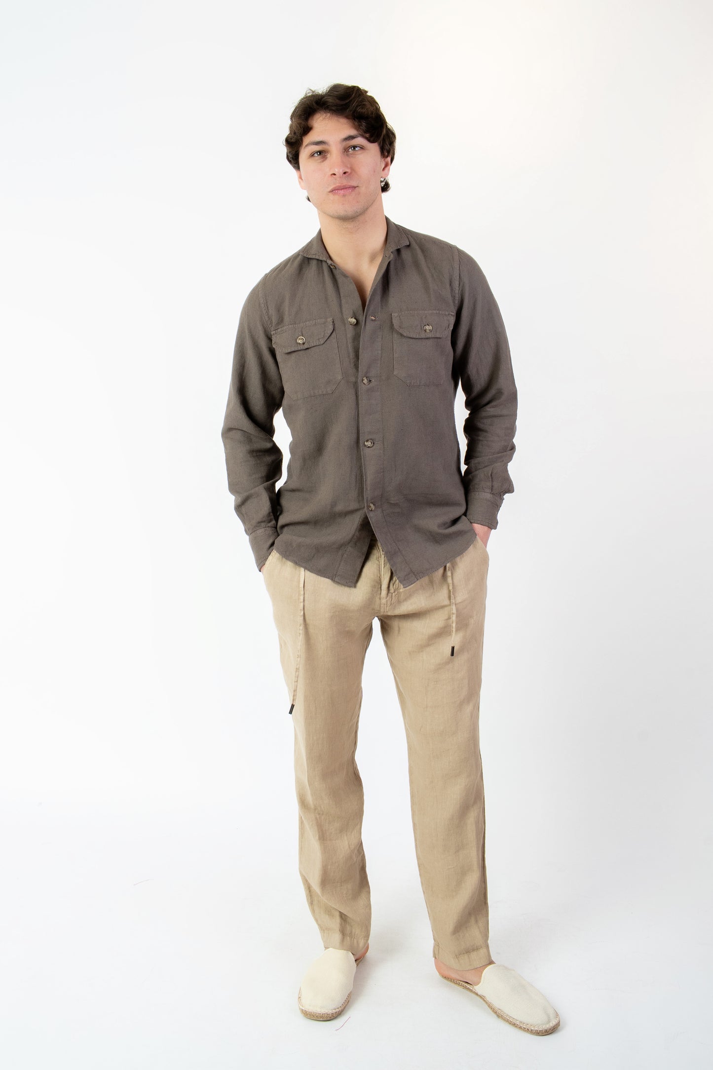 Zanzibar - Camicia lino tabacco