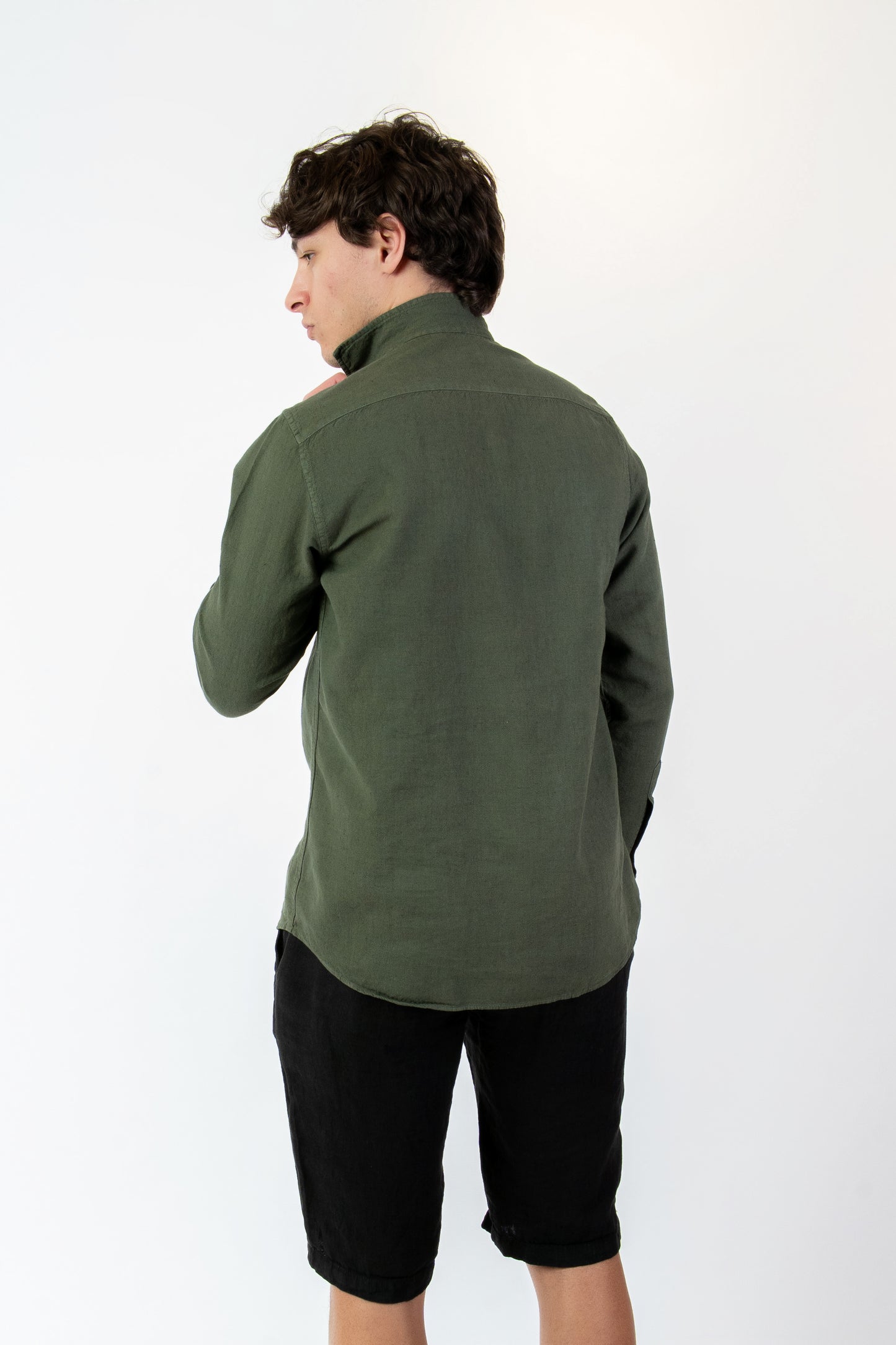 Zanzibar - Camicia lino verde militare