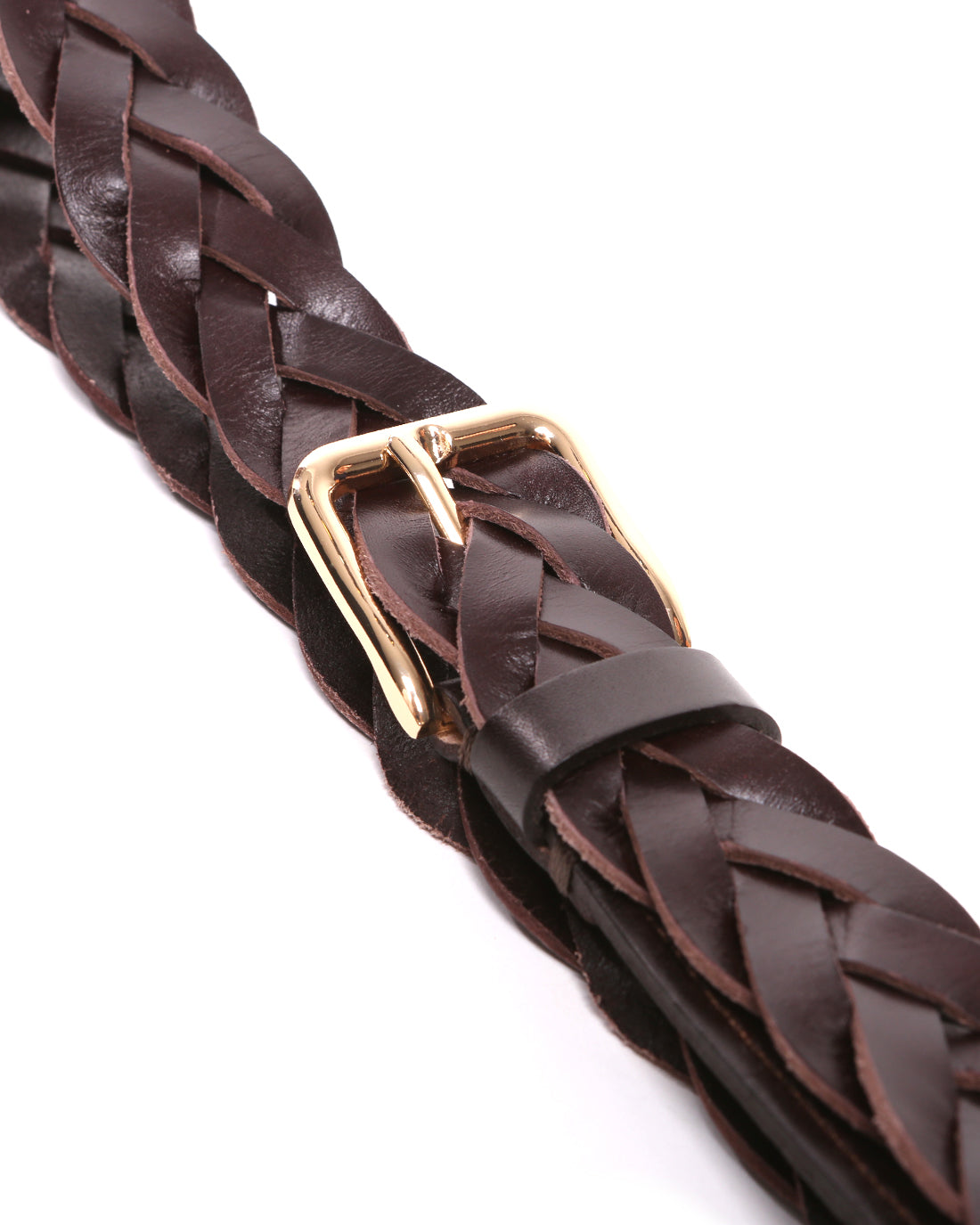 Cintura intrecciata con cuciture dark brown