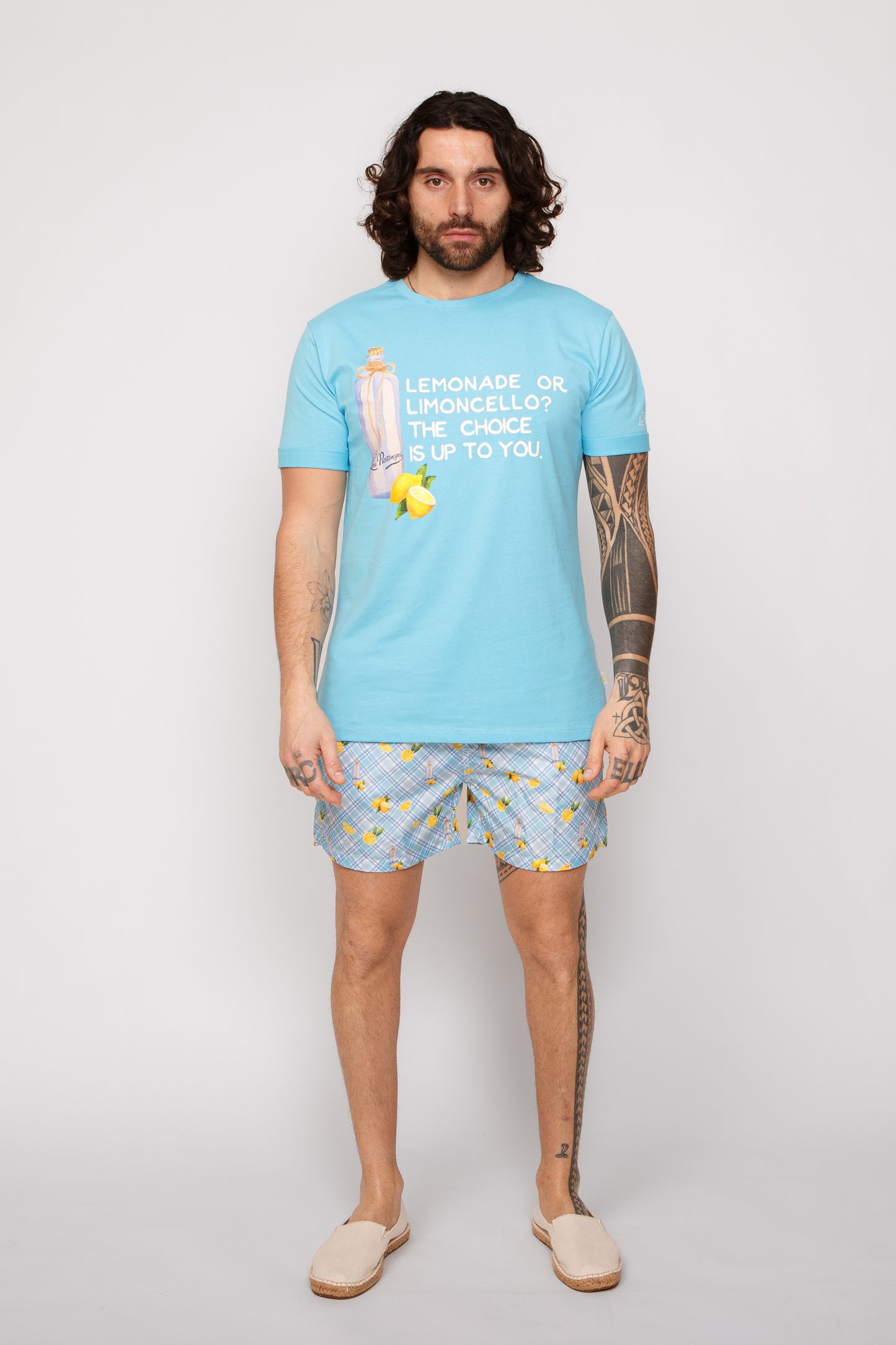 Lemon - T-shirt celeste stampa lemon