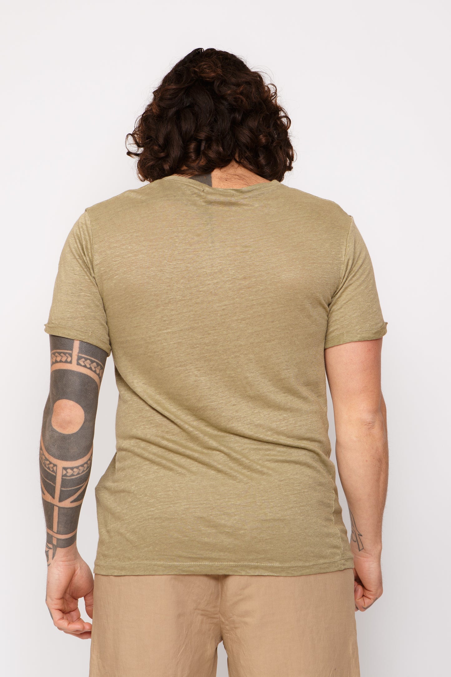 Serafino lino - T-shirt serafino verde