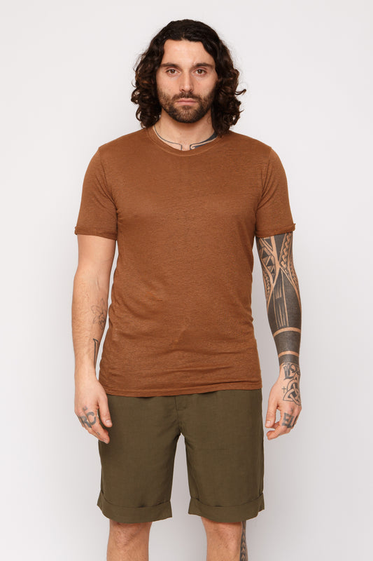 T-sirt - T-shirt basic lino tabacco