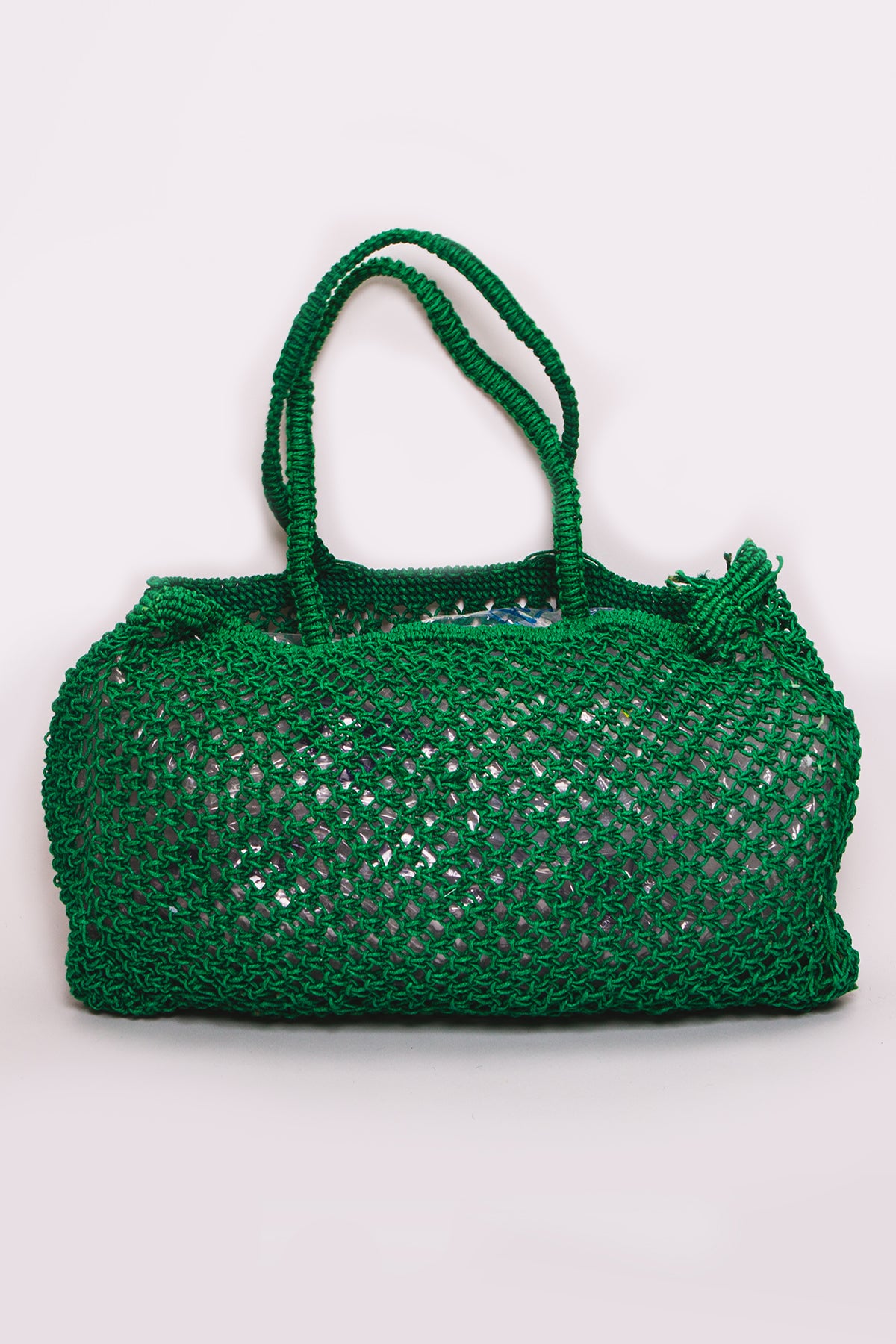 Borsa grande - Borsa mare intrecciata verde con logo